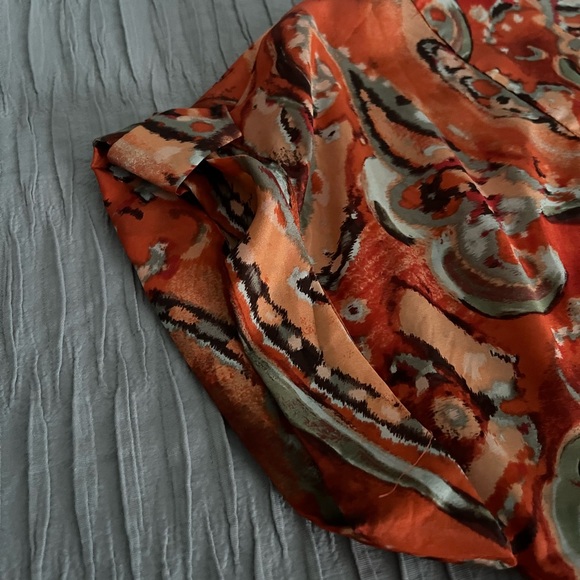 MICHAEL Michael Kors Vibrant Orange Paisley XS XP Top EUC - Picture 6 of 9